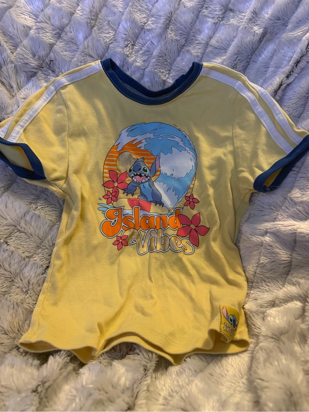Disney Yellow 'Island Vibes' Ringer Tee with Blue Trim